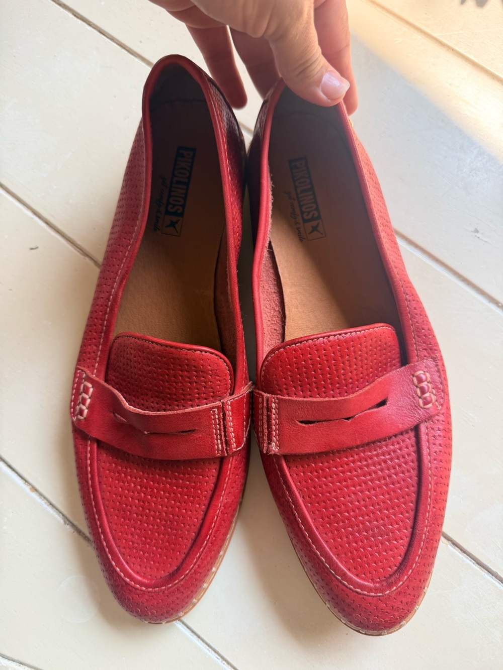PIKOLINOS Red Suede Penny Loafers for Women
